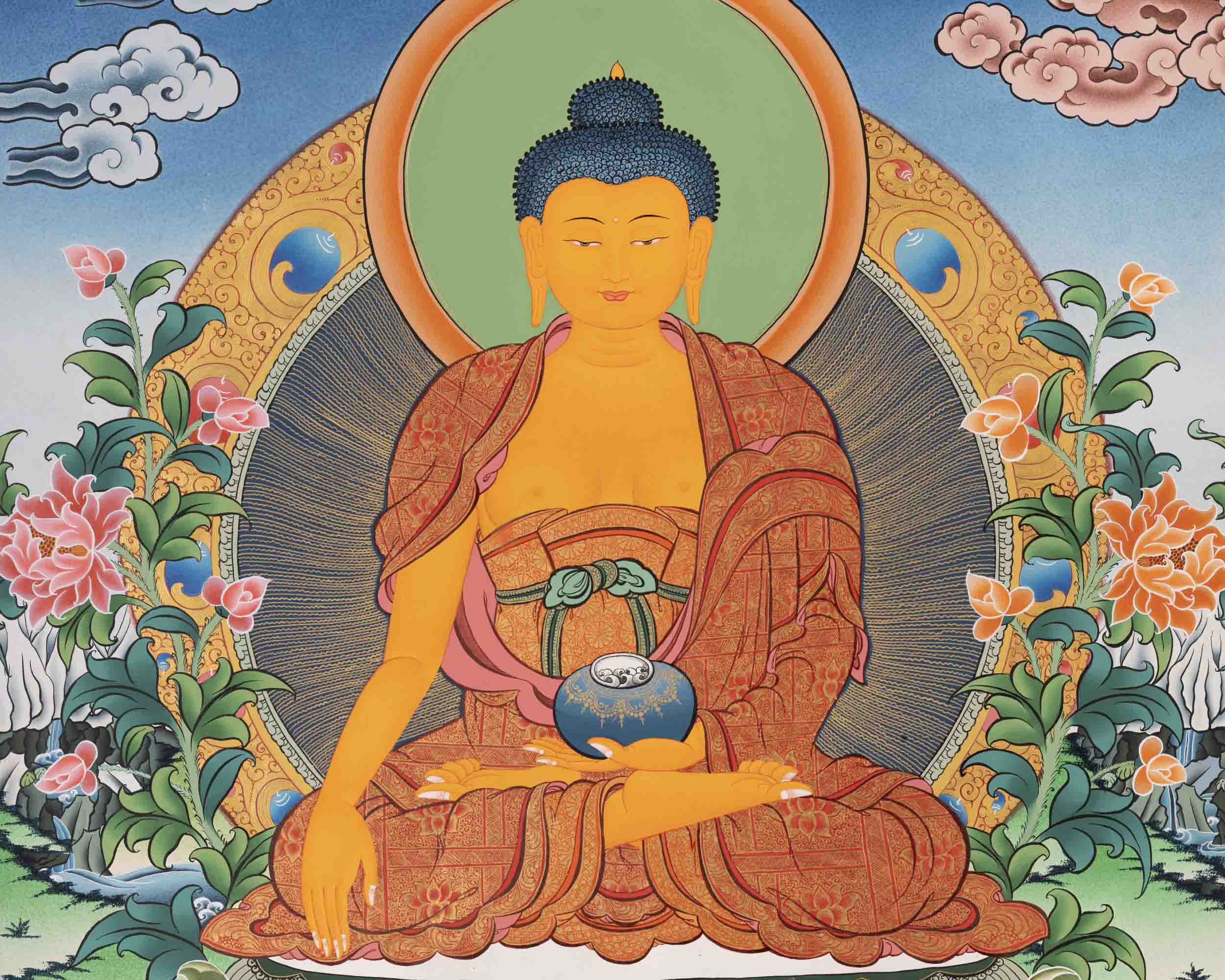 Shakyamuni Buddha Art | Traditional Tibetan Thangka | Wall Decors
