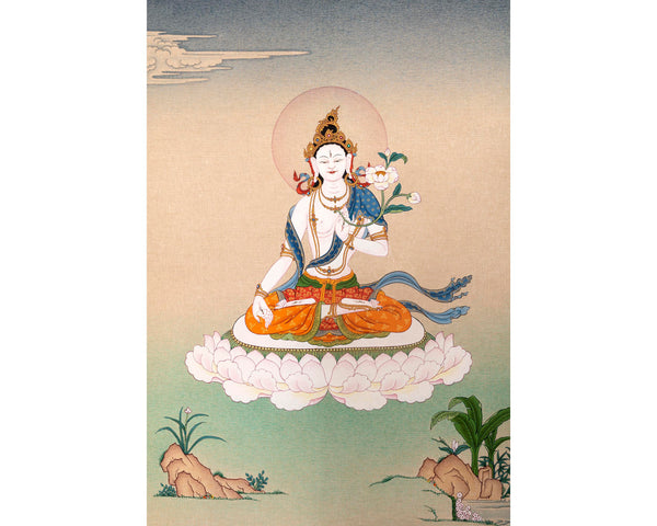 White Tara Traditional Painting | White Tara Thangka