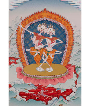 The Dancing Couple Citipati Thangka | Wrathful Lord of Charnel Ground