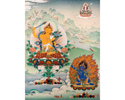 Bodhisattva Thangka | Manjushree With Chenrezig & Vajrapani