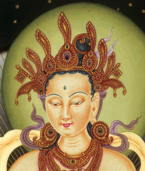 Chandra Dev Giclee Thangka Print | Deity Of Moon | Spiritual Gift Ideas