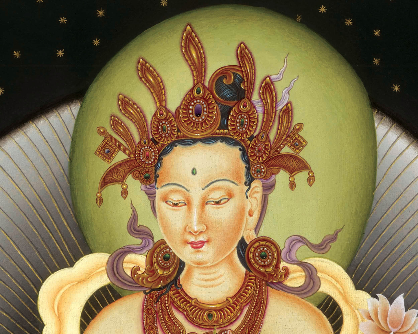 Chandra Dev Giclee Thangka Print | Deity Of Moon | Spiritual Gift Ideas