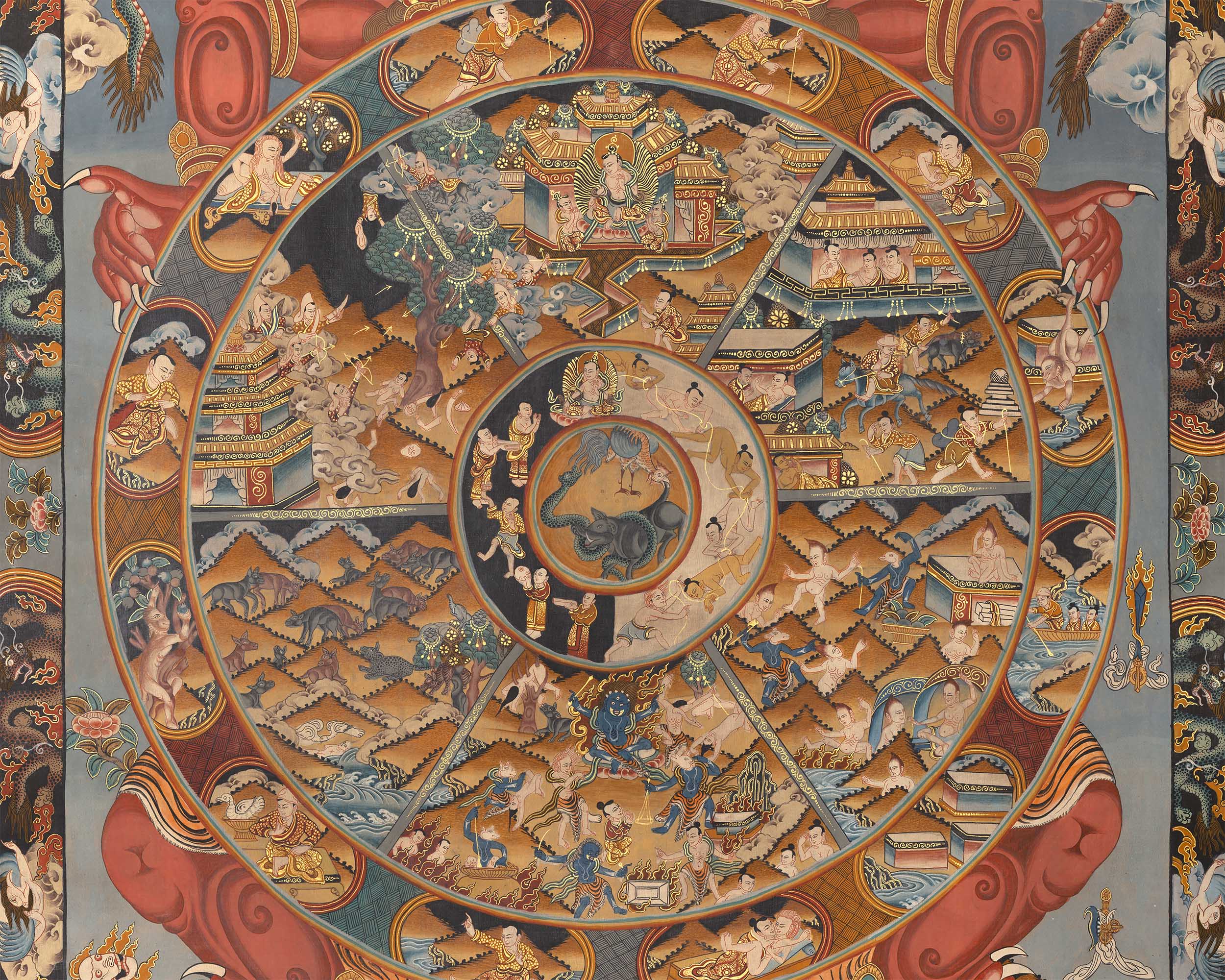Wheel Of Life Thangka | Hand-Painted Tibetan Buddhist Thangka