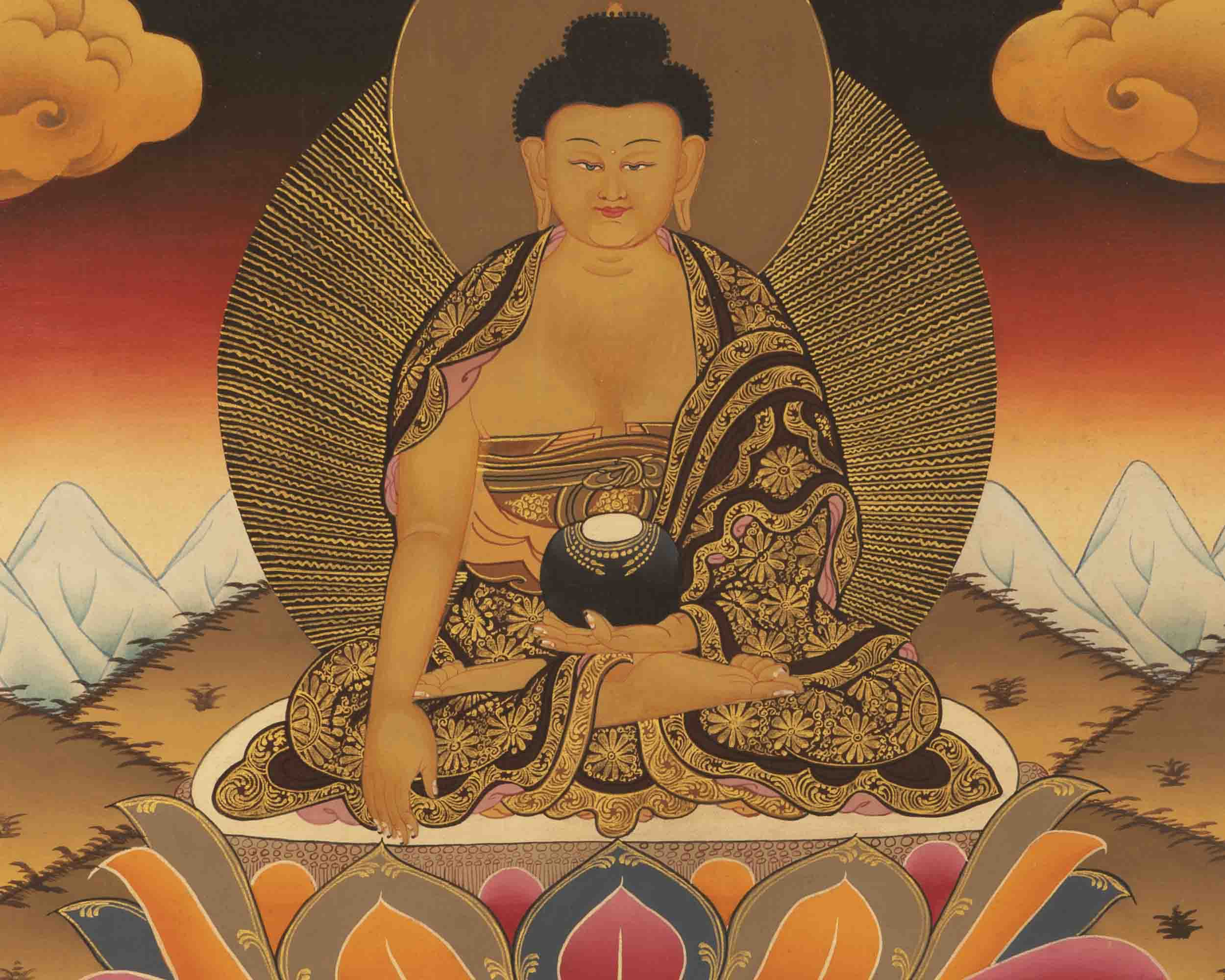 Gautama Buddha Thangka | Traditional Tibetan Painting | Wall Hanging Decors
