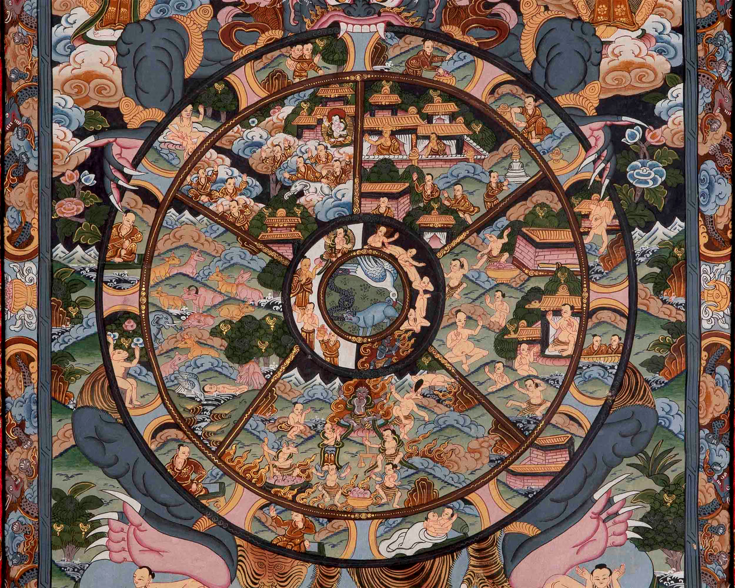 Brocade Wheel Of Life Thangka | Wall Decoration Painting