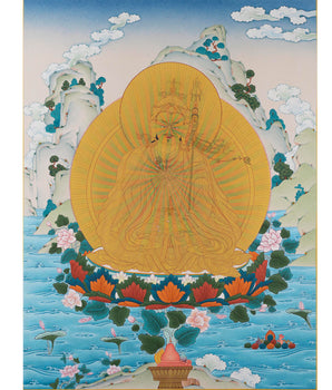 Guru Padmasambhava Rainbow Body Thangka | Enlightened Buddha