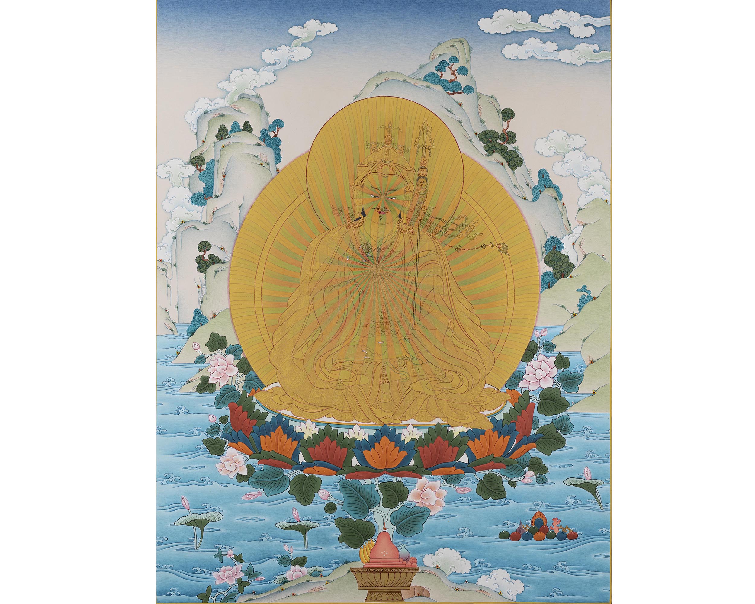 Guru Padmasambhava Rainbow Body Thangka | Enlightened Buddha