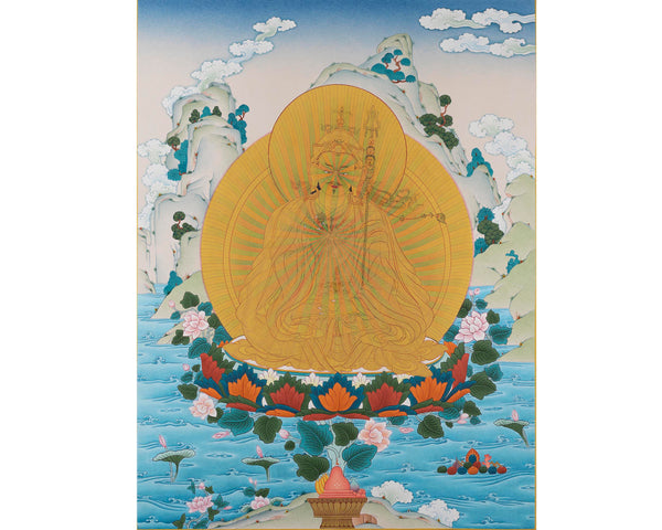 Guru Padmasambhava Rainbow Body Thangka | Enlightened Buddha