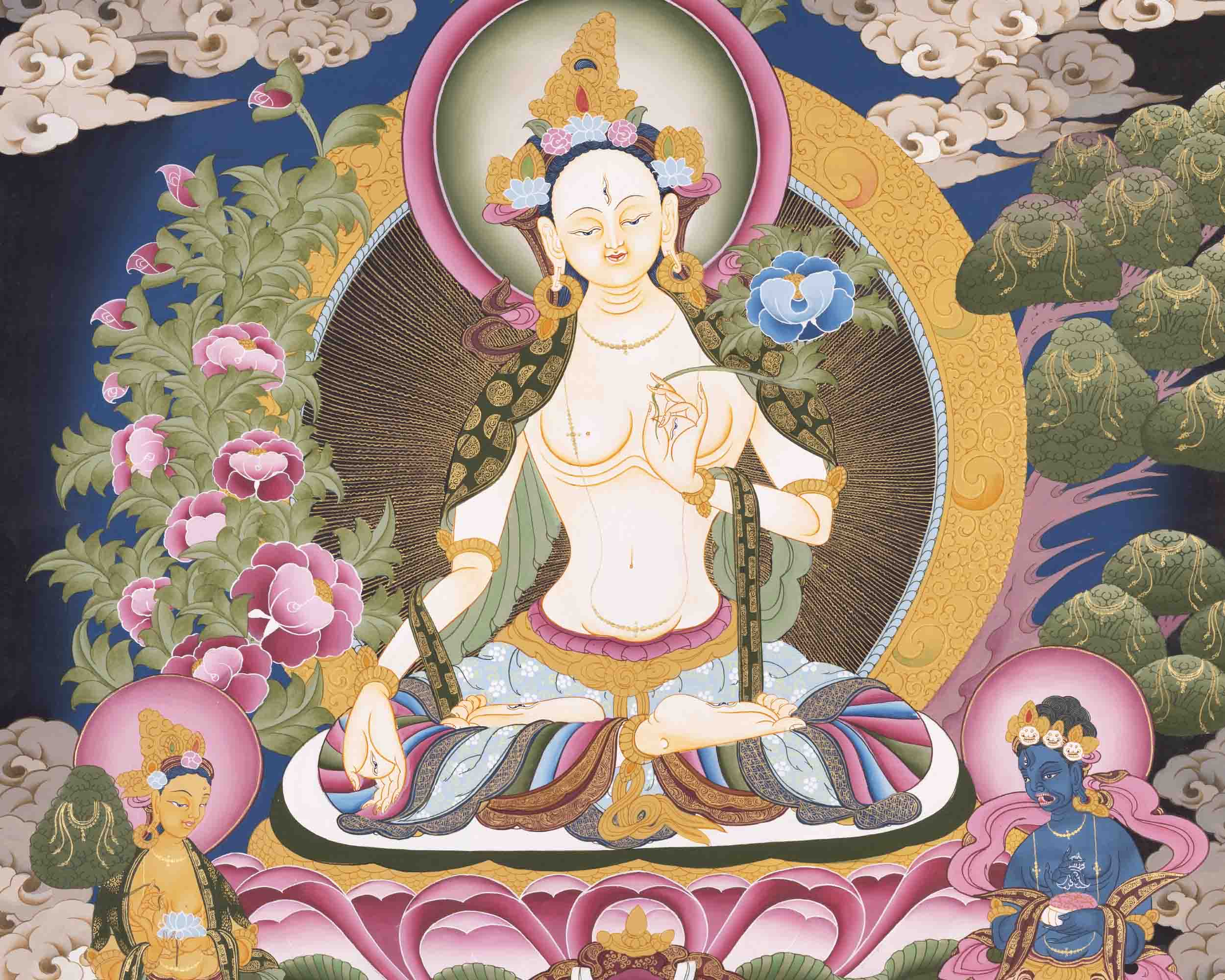 White Tara Thangka | Female Bodhisattva | Wall Hanging Decors