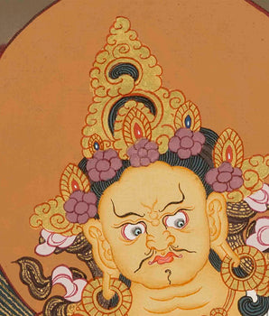 Yellow Dzambala Thangka | Kubera Tibetan Buddhist Thangka