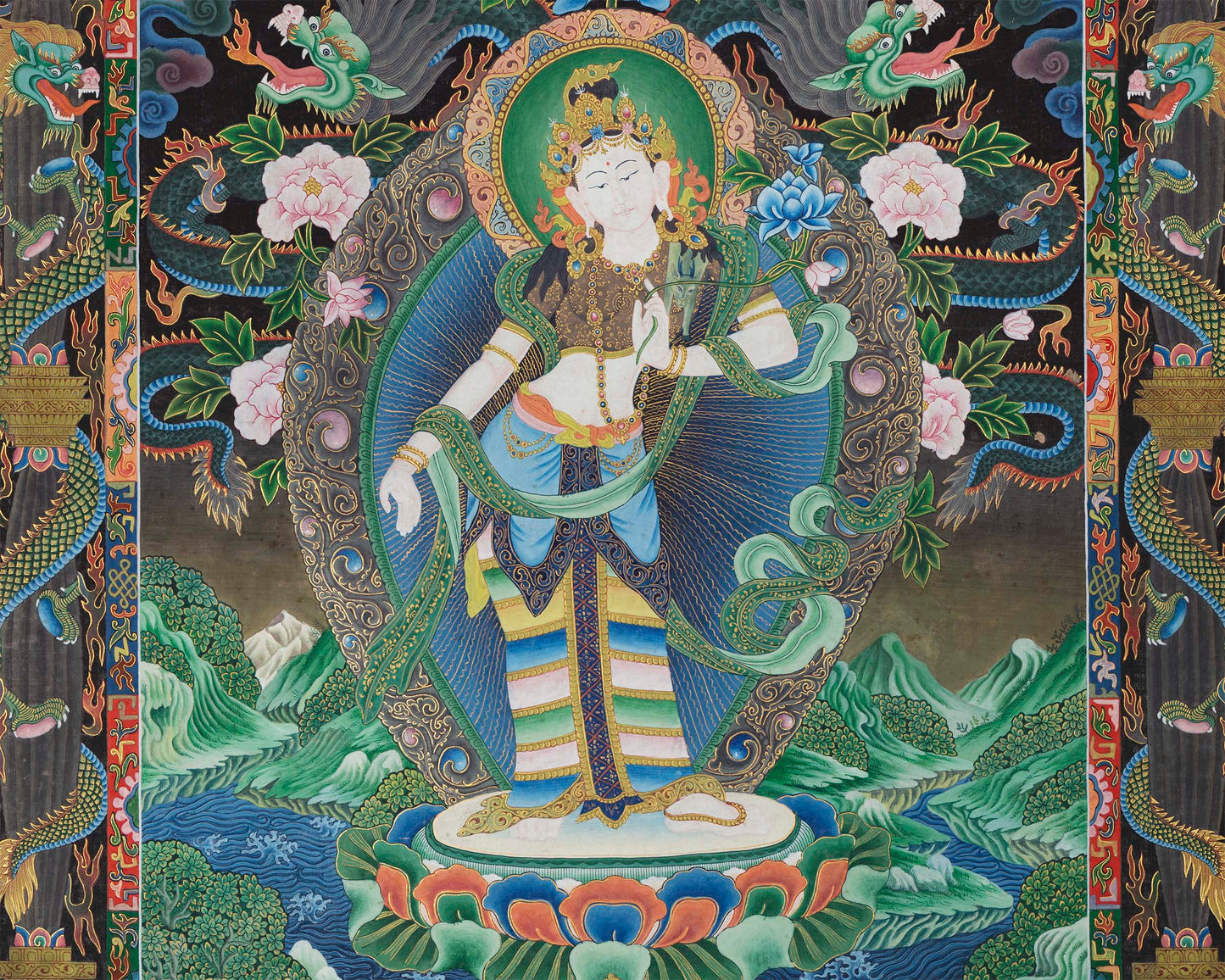 Lokeshvara Tibetan Prints | Meditation Paubha Art