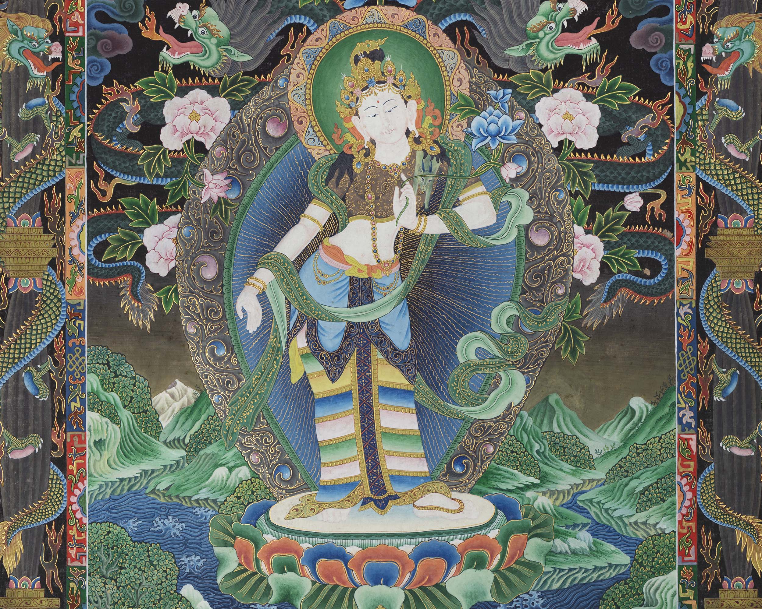Lokeshvara Tibetan Prints | Meditation Paubha Art