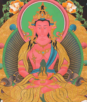 Red Amitayus Buddha | Buddhist Traditional Thangka | Gift For Buddhist