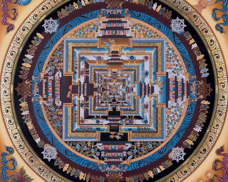 Handpainted Kalachakra Mandala | Traditoinal Tibetan Thangka | Wall Decors