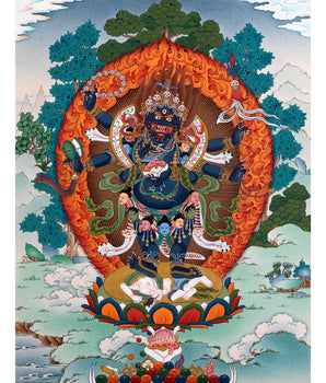 Mahakala Thangka | Six Armed Shangpa Kagyu Painting