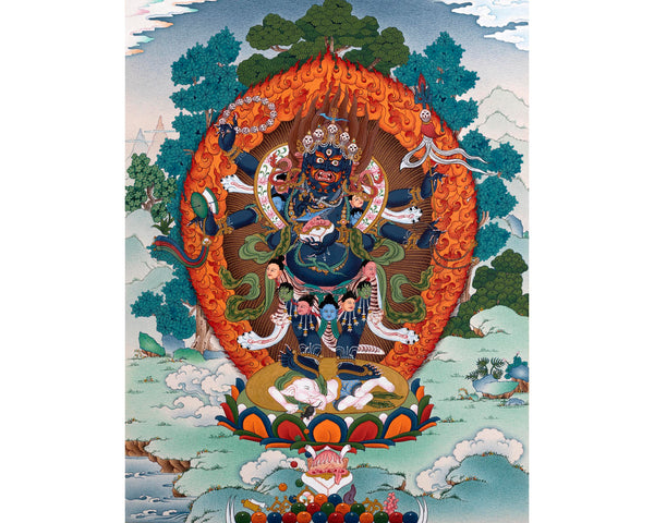 Mahakala Thangka | Six Armed Shangpa Kagyu Painting