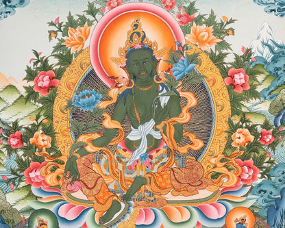 Buddhist Green Tara | Healing Female Deity Thangka