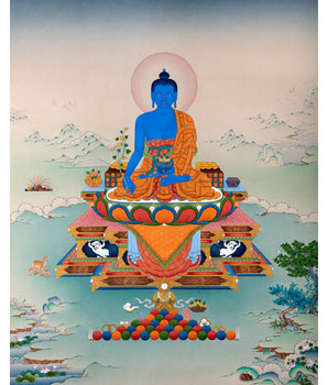 Medicine Buddha Thangka | Hand Painted Tibetan Art