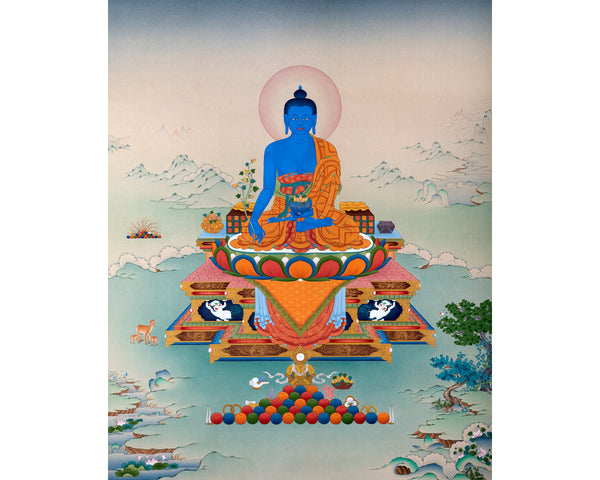 Medicine Buddha Thangka | Hand Painted Tibetan Art