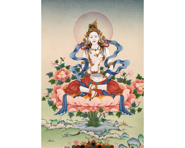 Yeshe Tsogyal Thangka, Padmasambhava Consort, Tibetan Dakini Painting