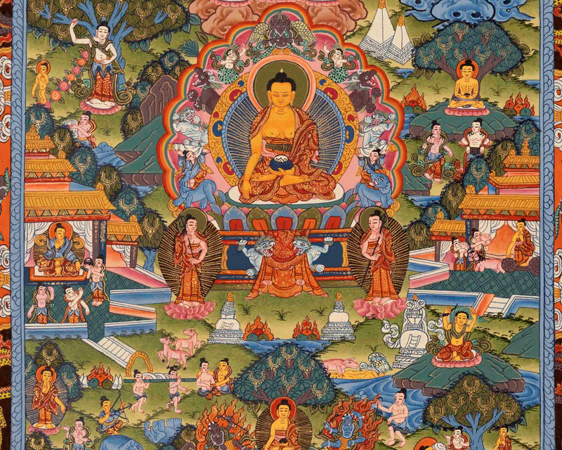 Shakyamuni Buddha Life Story | Tibetan Thangka | Wall Decor