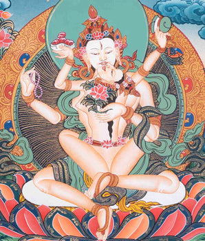 Avalokiteshvara Thangka Painting | Hanging Art For Office , Bedroom , Temple , Monastery or Farmhouse