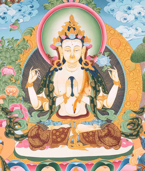Avalokitesvara Chenresig Thangka | Religious Buddhist Art | Buddhist Gifts