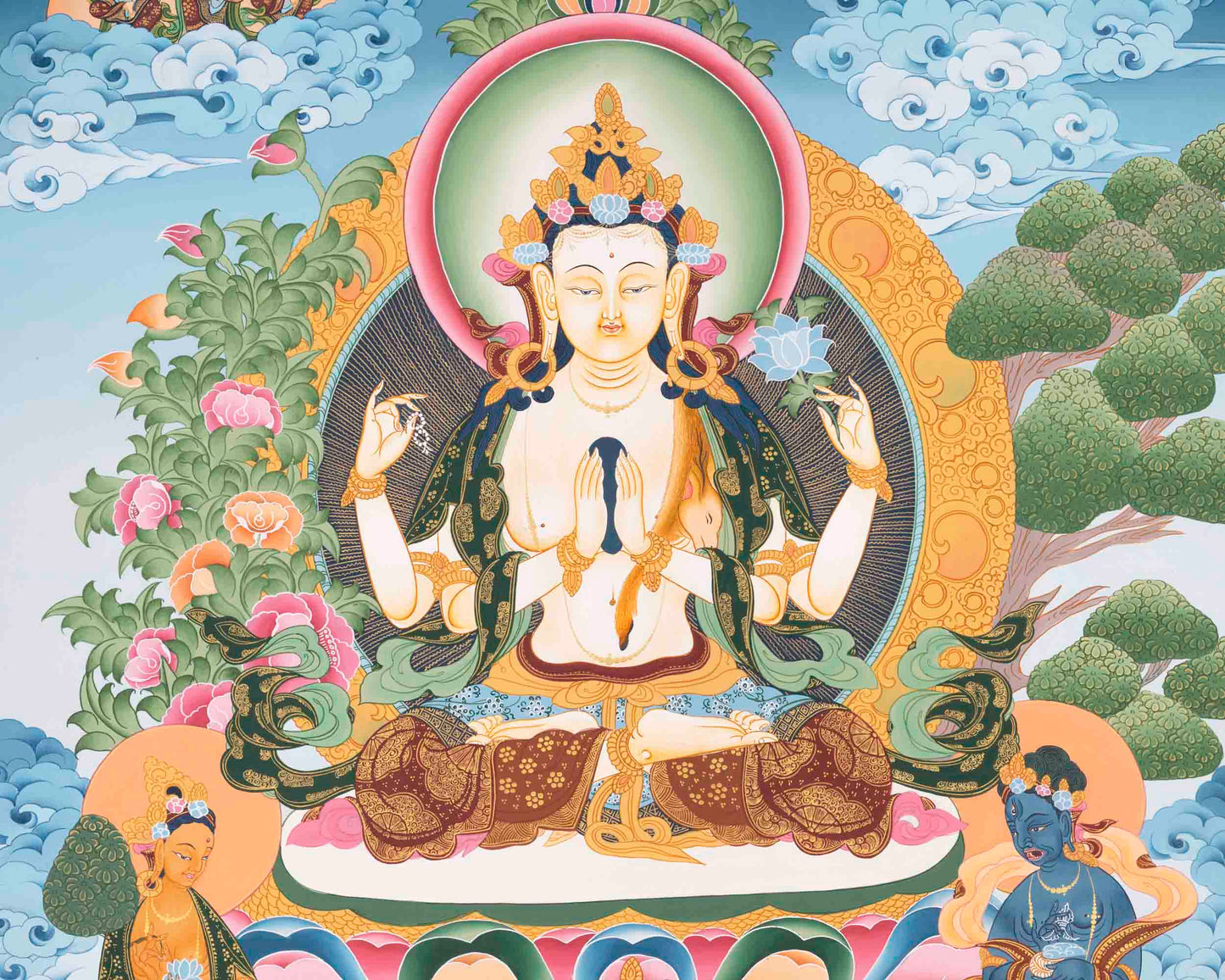 Avalokitesvara Chenresig Thangka | Religious Buddhist Art | Buddhist Gifts