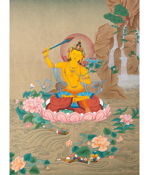 Manjushri Thangka | Handmade Manjushri Art