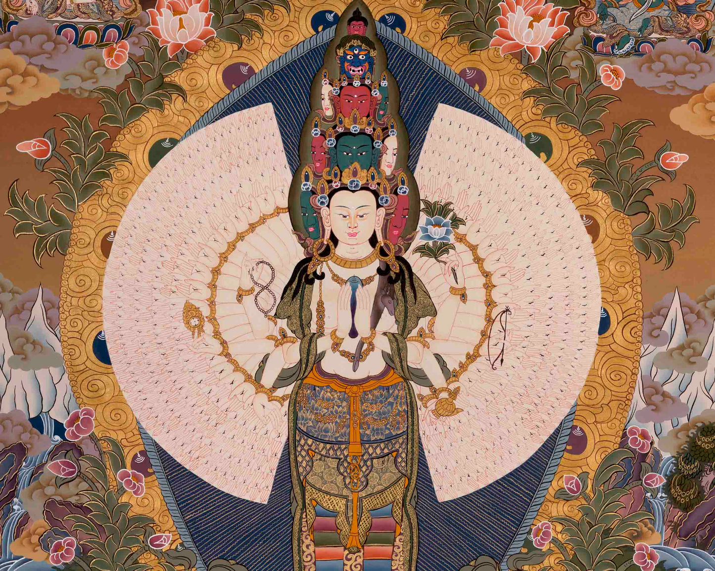 1000 Armed Avalokiteshvara | Religious Buddhist Thangka | Wall Decors