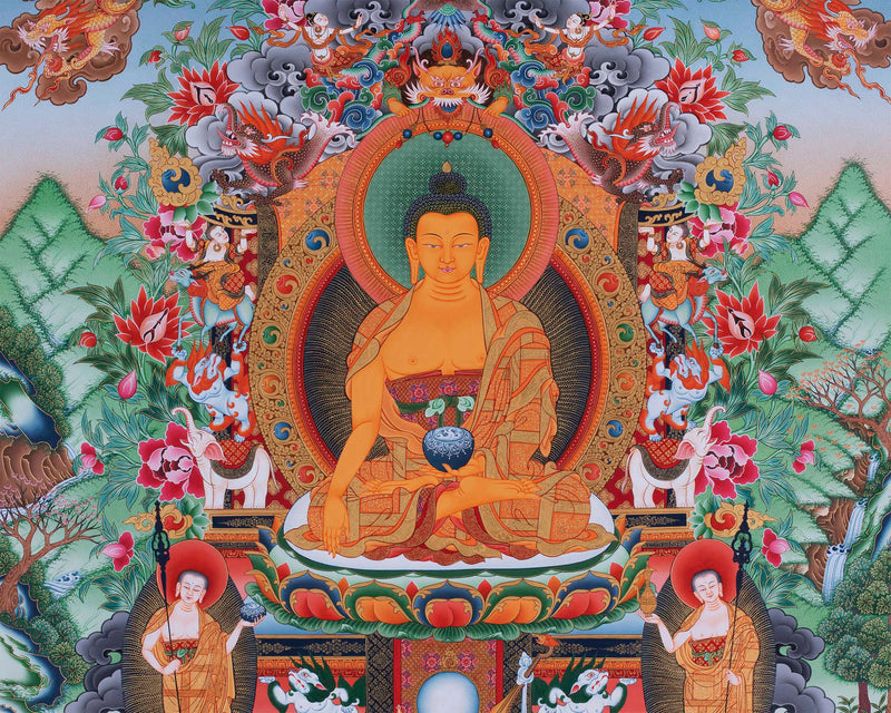 Shakyamuni Buddha Thangka Print | Digital Artwork | Wall Decors