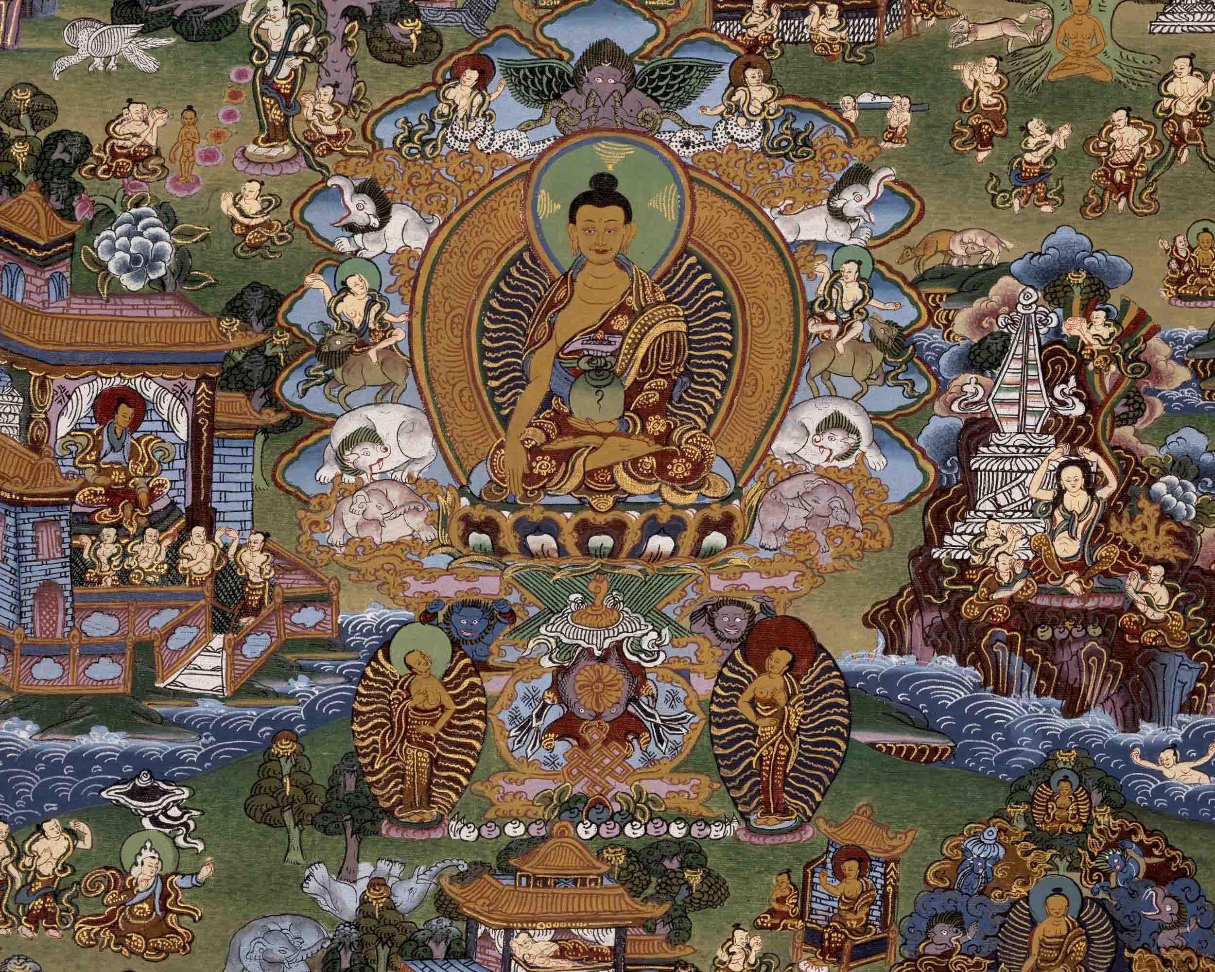 Life Story Of Buddha | Traditional Tibetan Thangka | Wall Decors