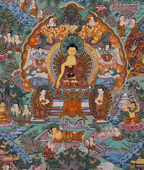 Vintage Life Story Of Buddha | Traditional Tibetan Thangka