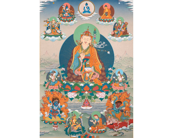 Padmasambhava Thangka | Eight Manifestation of Guru Rinpoche | Himalayan Tibetan Thangka Painting