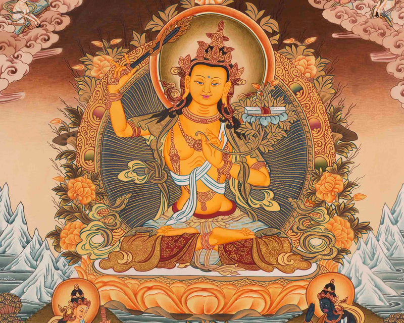 Manjushree Thangka | Bodhisattva Of Wisdom | Wall Decorative Art