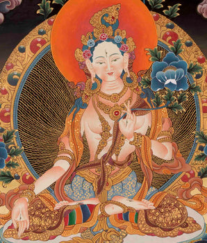 Religious White Tara Thangka | Female Bodhisattva