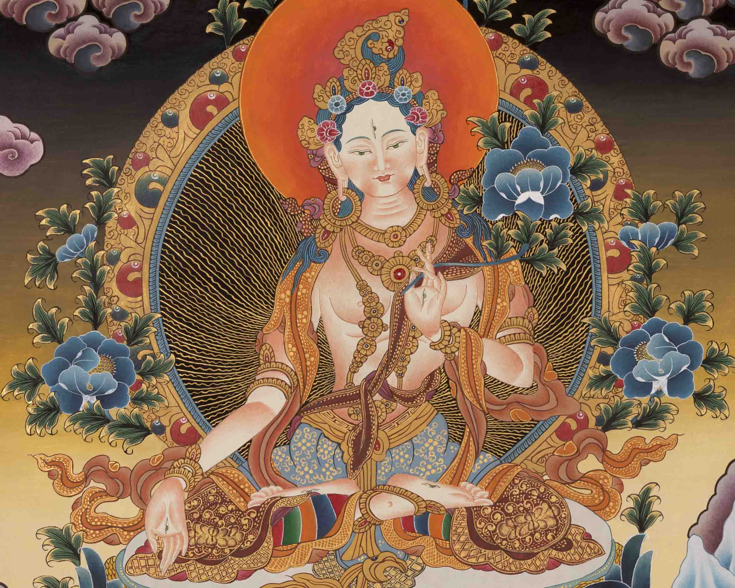 Religious White Tara Thangka | Female Bodhisattva