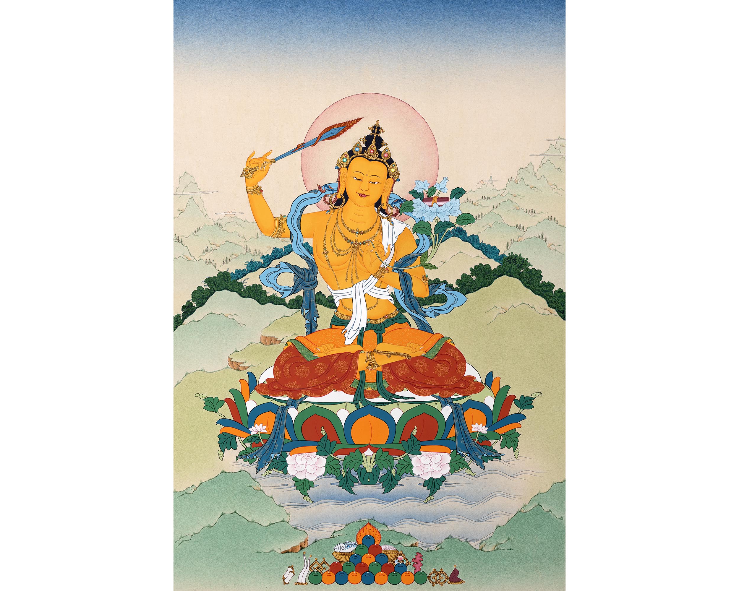 Manjushree | Bodhisattva Thangka | Traditionally Hand-painted Buddhist Art