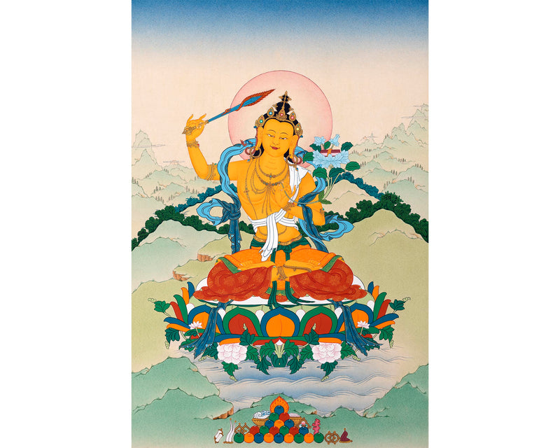 Manjushree | Bodhisattva Thangka | Traditionally Hand-painted Buddhist Art