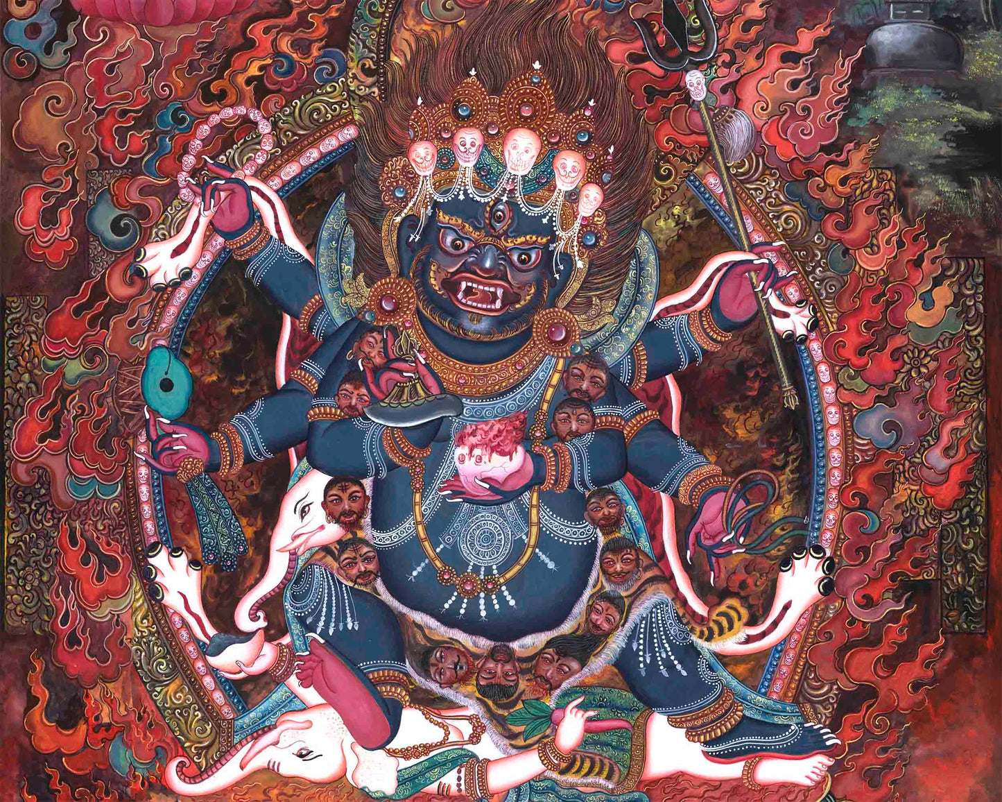 Mahakala Thangka Print | The Buddhist Wrathful Deity | Traditional Wall Decors