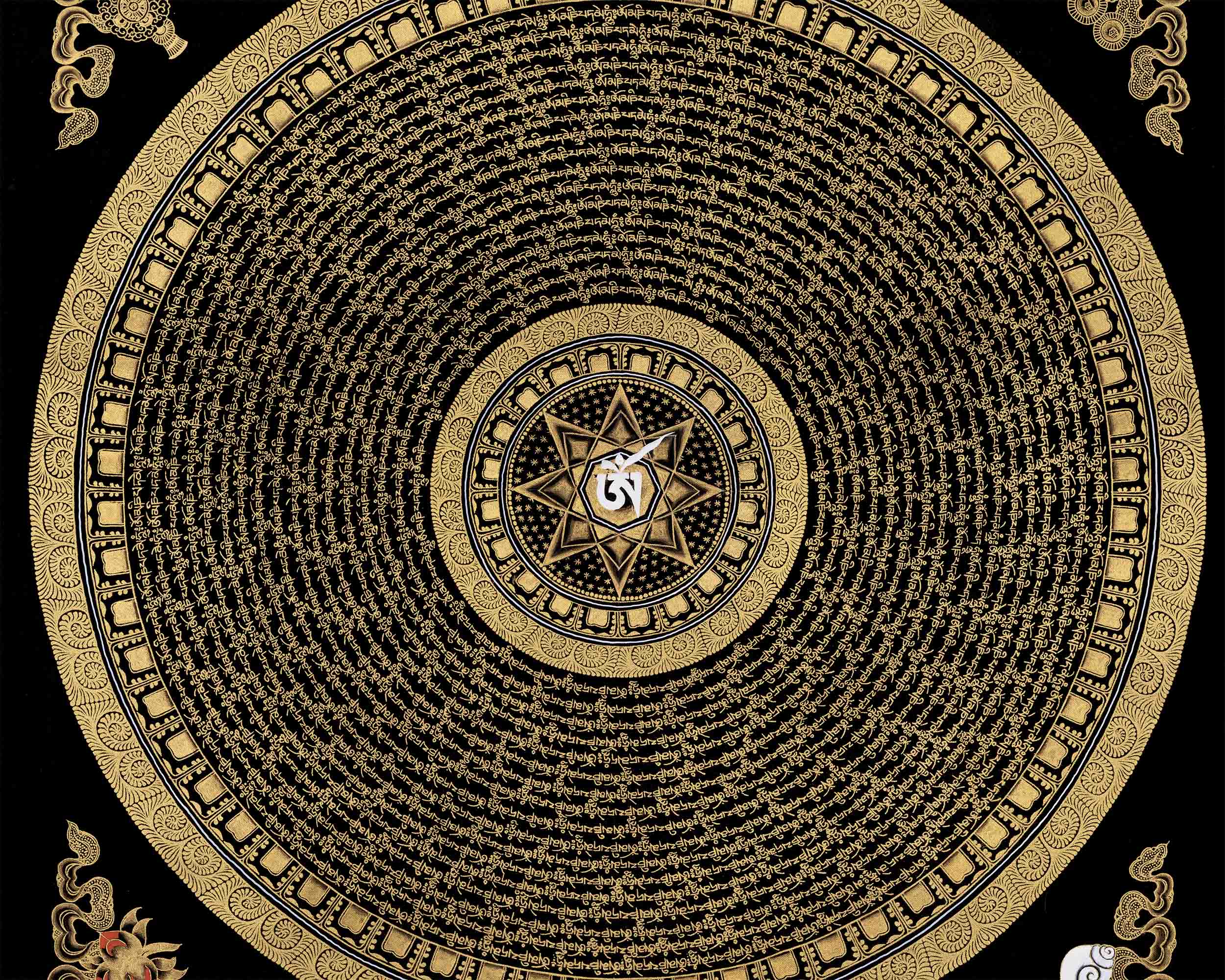 Gold Mandala Thangka Print | Traditional Buddhist Mandala in Giclee Canvas Print | Spiritual Gift Ideas