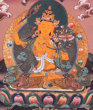 Manjushree Thangka Painting | Traditional Tibetan Art | Wall Decors