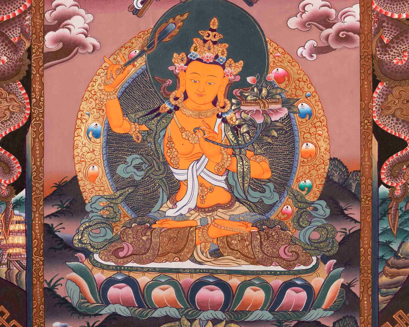 Manjushree Thangka Painting | Traditional Tibetan Art | Wall Decors