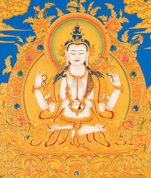 Avalokitesvara Chengrezig Thangka | Bodhisattva of Compassion