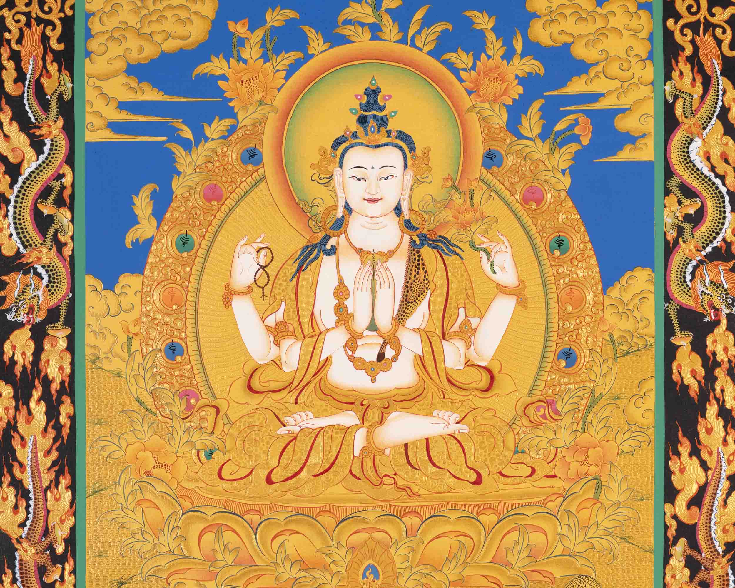 Avalokitesvara Chengrezig Thangka | Bodhisattva of Compassion