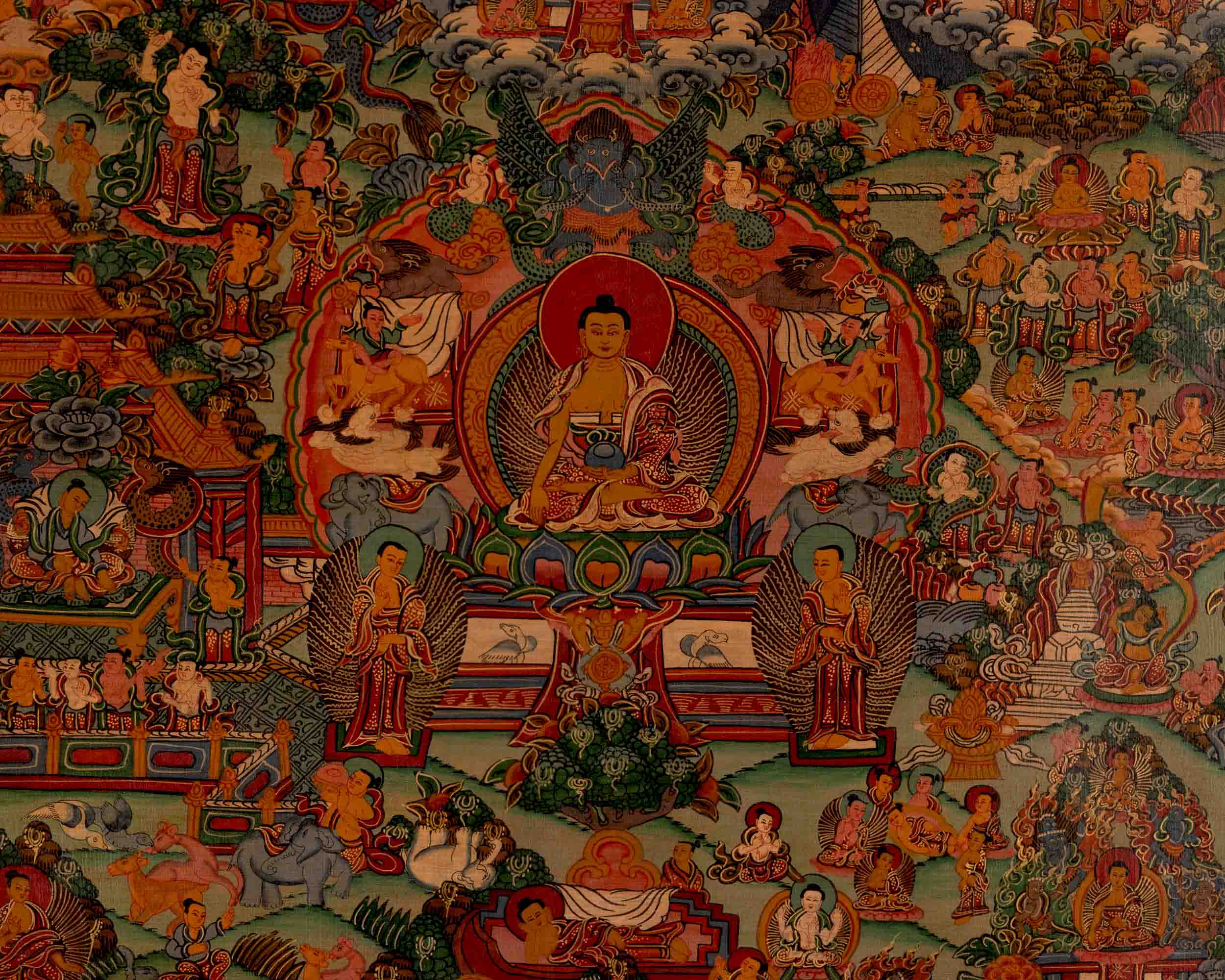 Shakyamuni Budda's Life Story | Oil Varnished Thangka | Wall Decors