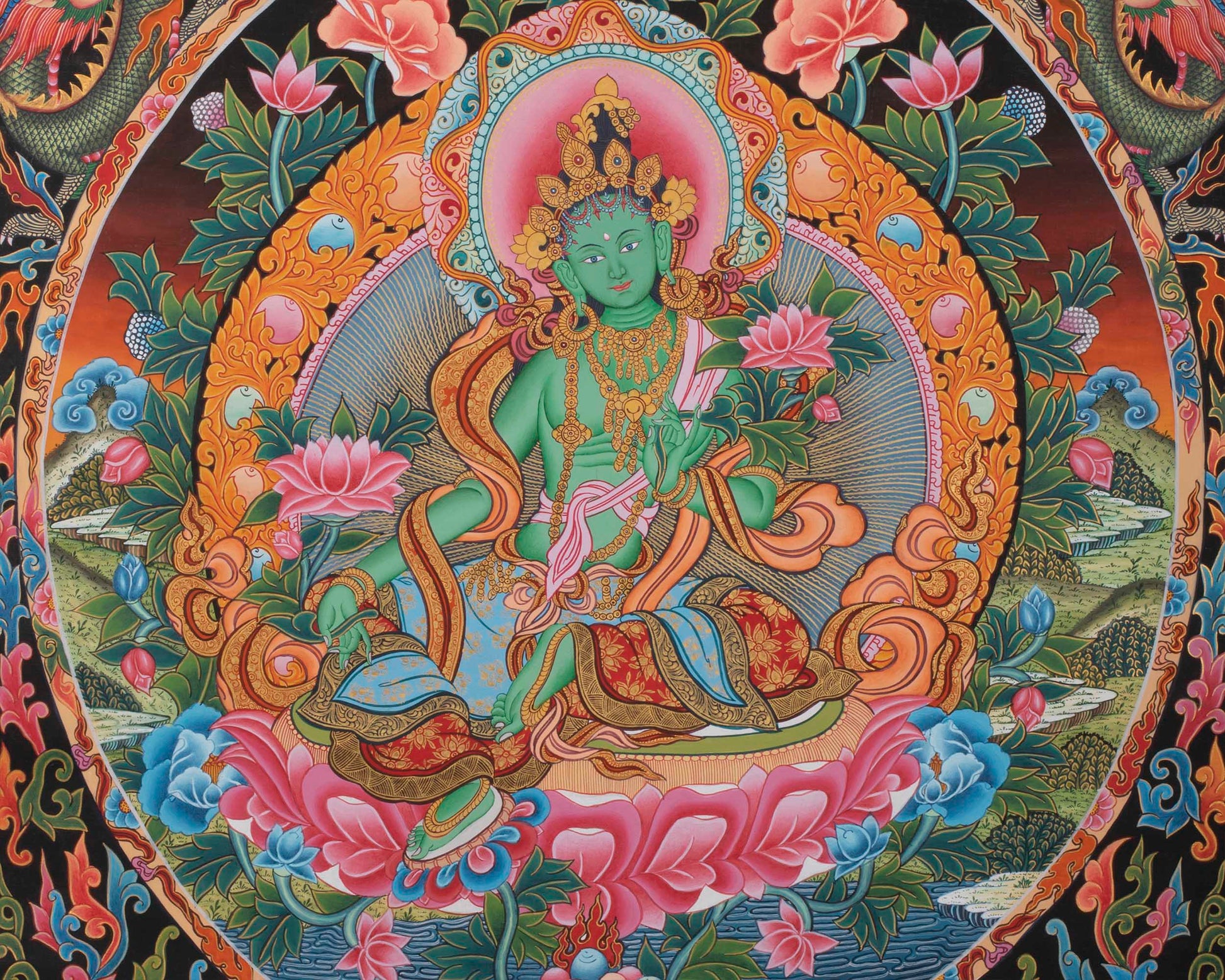 Green Tara Thangka | Rare Art