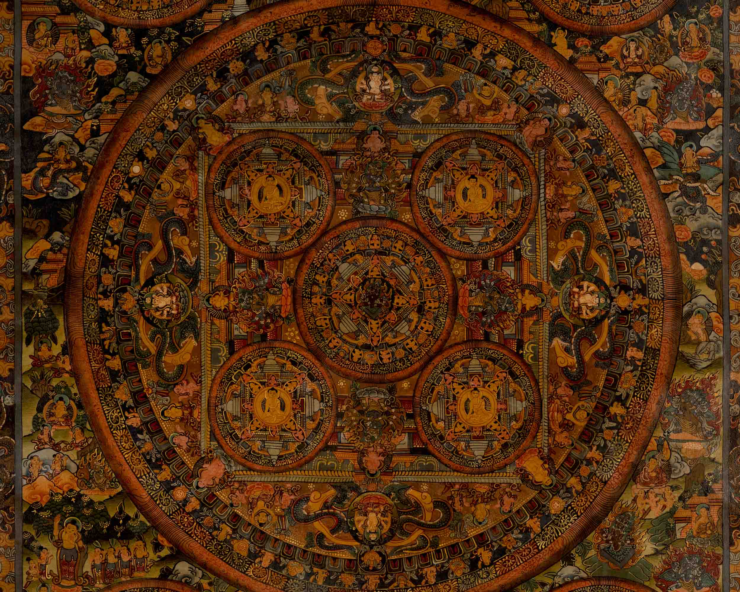 Tibetan Oil Varnished Heruka Mandala | Traditional Thangka