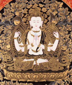Bodhisattva Chengrezig Thangka | Original Handpainted Art | Traditional Painting