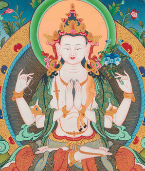 Avalokitesvara Chengrezig Thangka | Mindfulness Meditation Painting